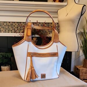 Elegant White and Tan Tote Bag